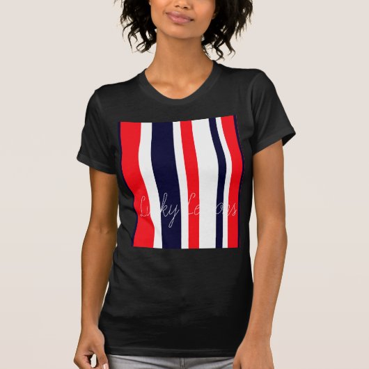 Witte, blauwe en rode strepen t-shirt (Voorkant)