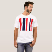 Witte, blauwe en rode strepen t-shirt (Voorkant volledig)