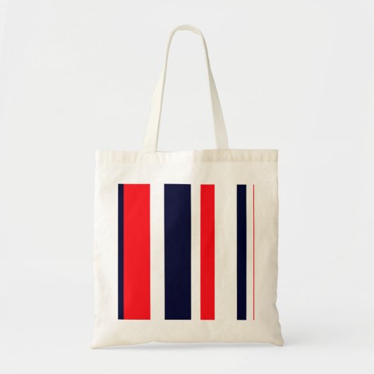 Witte, blauwe en rode strepen tote bag (Voorkant)