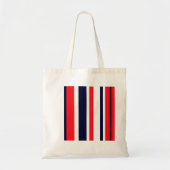 Witte, blauwe en rode strepen tote bag (Voorkant)
