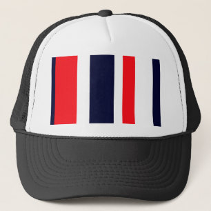 Witte, blauwe en rode strepen trucker pet