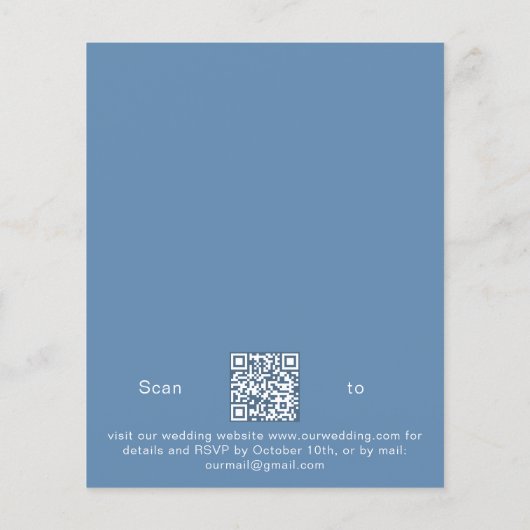 Witte blauwe eucalyptus budget bruiloft uitnodigin (Achterkant)