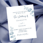 Witte blauwe eucalyptus budget bruiloft uitnodigin