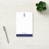 Witte + Blauwe Faux Glitter Ananas & Rand, Naam Post-it® Notes (Kantoor)