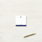 Witte & Blauwe Faux Glitter Flamingo & Rand, Naam Post-it® Notes (Op bureau)