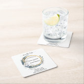 Witte Blauwe Floral Waterverf Elegant Wedding Kartonnen Onderzetters (Insitu)