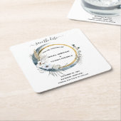 Witte Blauwe Floral Waterverf Elegant Wedding Kartonnen Onderzetters (Schuin)