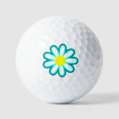 Witte Blauwe Gele Madeliefje Bloem Golfballen (Voorkant)