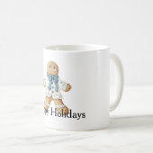 Witte Blauwe Gemberkoek Man Kerstkoek Kerstmis Koffiemok (Voorkant rechts)