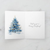 Witte Blauwe Gouden Kerstbomen Kaart (Binnen)