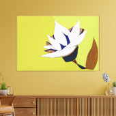 WITTE, BLAUWE, GOUDEN LOTUS CANVAS AFDRUK (Insitu (Woonkamer))