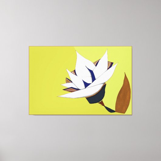 WITTE, BLAUWE, GOUDEN LOTUS CANVAS AFDRUK (Voorkant)