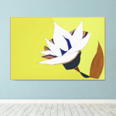 WITTE, BLAUWE, GOUDEN LOTUS CANVAS AFDRUK (Insitu (Houten vloer))