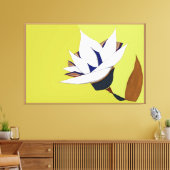 WITTE, BLAUWE, GOUDEN LOTUS CANVAS AFDRUK (Insitu (Woonkamer))