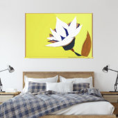 WITTE, BLAUWE, GOUDEN LOTUS CANVAS AFDRUK (Insitu (Slaapkamer))