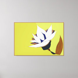 WITTE, BLAUWE, GOUDEN LOTUS CANVAS AFDRUK