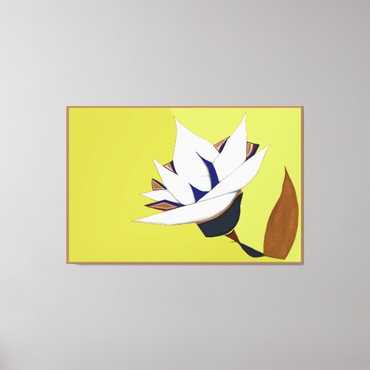 WITTE, BLAUWE, GOUDEN LOTUS CANVAS AFDRUK (Voorkant)