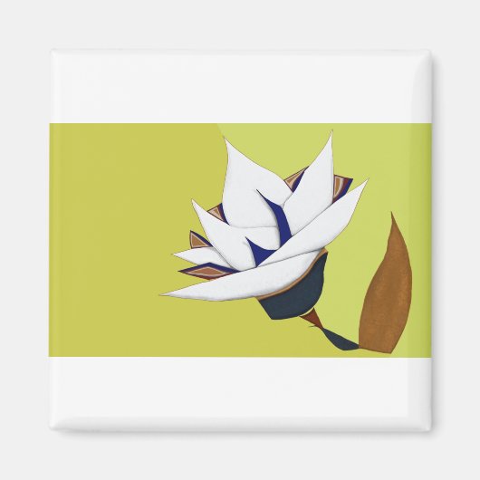 WITTE, BLAUWE, GOUDEN LOTUS MAGNEET (Voorkant)