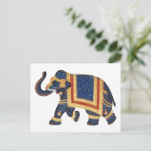 witte blauwe grijs rood Elephant India Style Briefkaart (Staand voorkant)