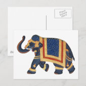 witte blauwe grijs rood Elephant India Style Briefkaart (Voorkant / Achterkant)