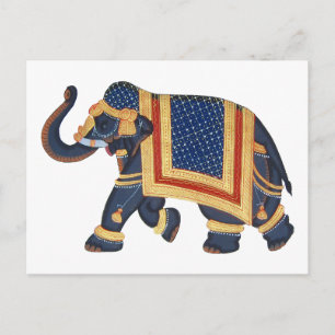 witte blauwe grijs rood Elephant India Style Briefkaart