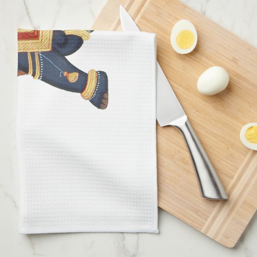 witte blauwe grijs rood Elephant India Style Theedoek (Quarter Fold)