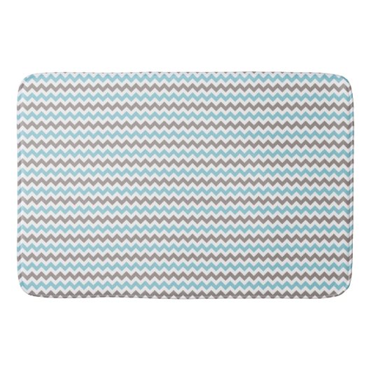 Witte, blauwe, grijze Chevron grote badmat (Voorkant)
