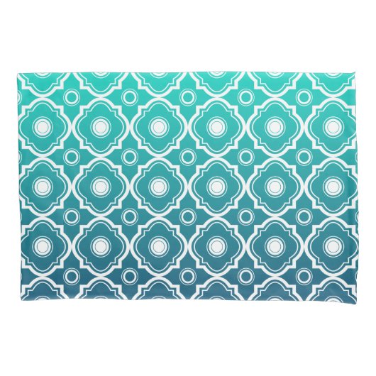 Witte & Blauwe Groene Gradiënt Geometrische Quatre Kussensloop (Voorkant)