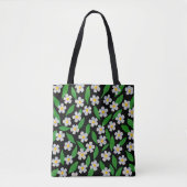Witte Blauwe Groene Wilde Bloemen Tote Bag (Voorkant)