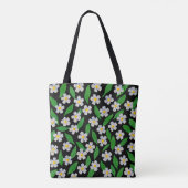 Witte Blauwe Groene Wilde Bloemen Tote Bag (Achterkant)