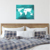 witte/blauwe kaart canvas afdruk (Insitu (Slaapkamer))
