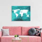 witte/blauwe kaart canvas afdruk (Insitu (Woonkamer))