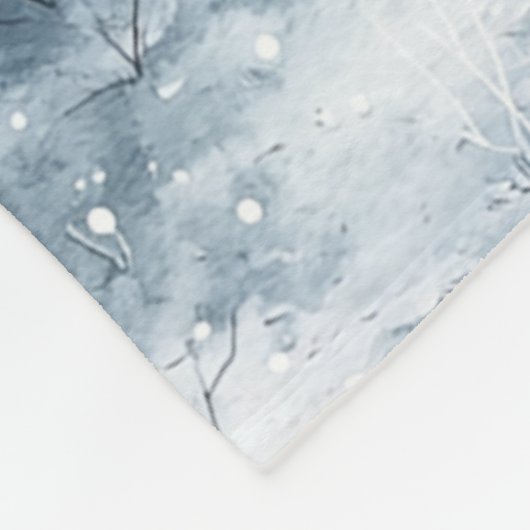 Witte blauwe kerstbomen wintersneeuw fleece deken (Hoek)