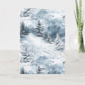 Witte blauwe kerstbomen wintersneeuw kaart (Achterkant)