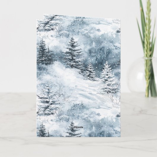Witte blauwe kerstbomen wintersneeuw kaart (Achterkant)