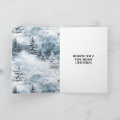 Witte blauwe kerstbomen wintersneeuw kaart (Binnen)