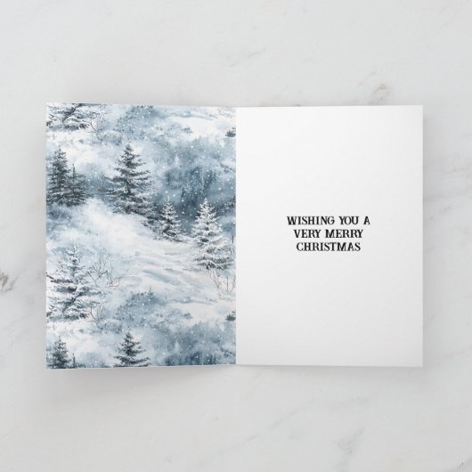Witte blauwe kerstbomen wintersneeuw kaart (Binnen)