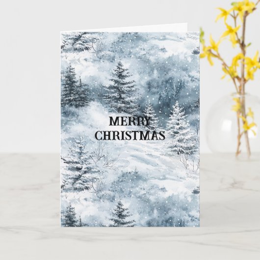Witte blauwe kerstbomen wintersneeuw kaart (Gele Bloem)