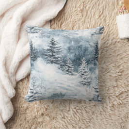 Witte blauwe kerstbomen wintersneeuw kussen
