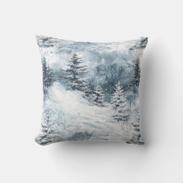 Witte blauwe kerstbomen wintersneeuw kussen