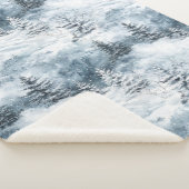 Witte blauwe kerstbomen wintersneeuw sherpa deken (3/4)