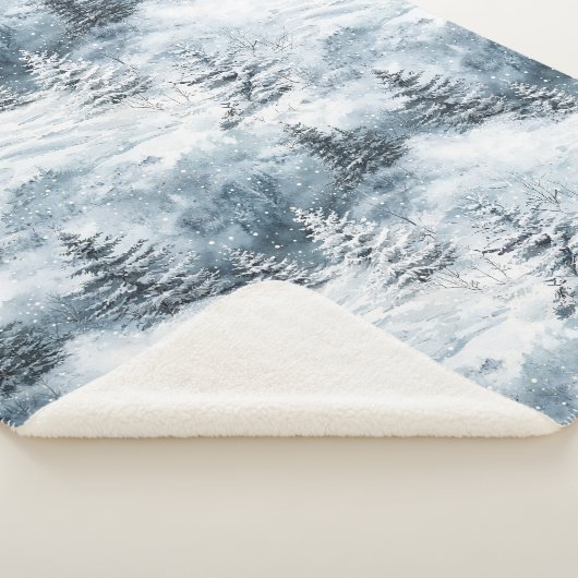 Witte blauwe kerstbomen wintersneeuw sherpa deken (3/4)