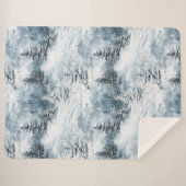 Witte blauwe kerstbomen wintersneeuw sherpa deken (Voorkant (horizontaal))