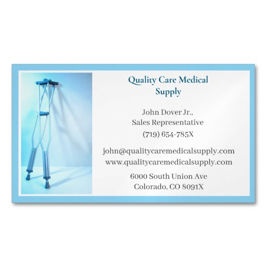 Witte Blauwe Krukken Senior Care Apparatuur Medisc Magnetisch Visitekaartje (Voorkant)