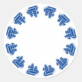 Witte blauwe lijsten blanco zeezijde ronde sticker (Voorkant)