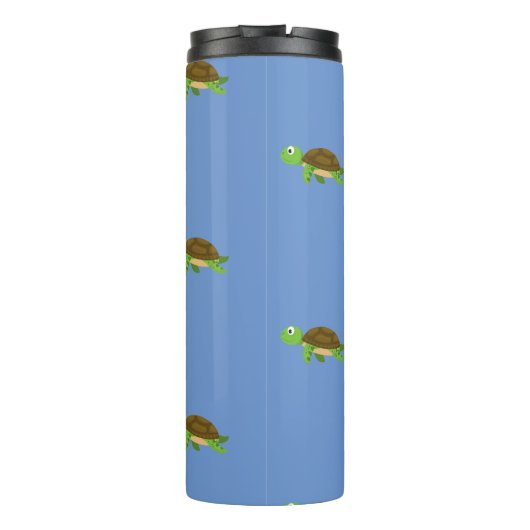 Witte Blauwe Moderne Schildpad Tumbler Thermosbeker (Achterkant)