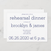 Witte Blauwe Moderne Trouw Rehearsal Uitnodigingen (Voorkant / Achterkant)