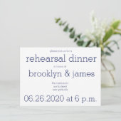 Witte Blauwe Moderne Trouw Rehearsal Uitnodigingen (Staand voorkant)