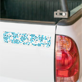 Witte blauwe, naadloze bronbloementypatronen bumpersticker (Op Truck)