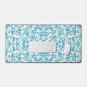 Witte blauwe, naadloze bronbloementypatronen bureaumat (Keyboard & Muis)